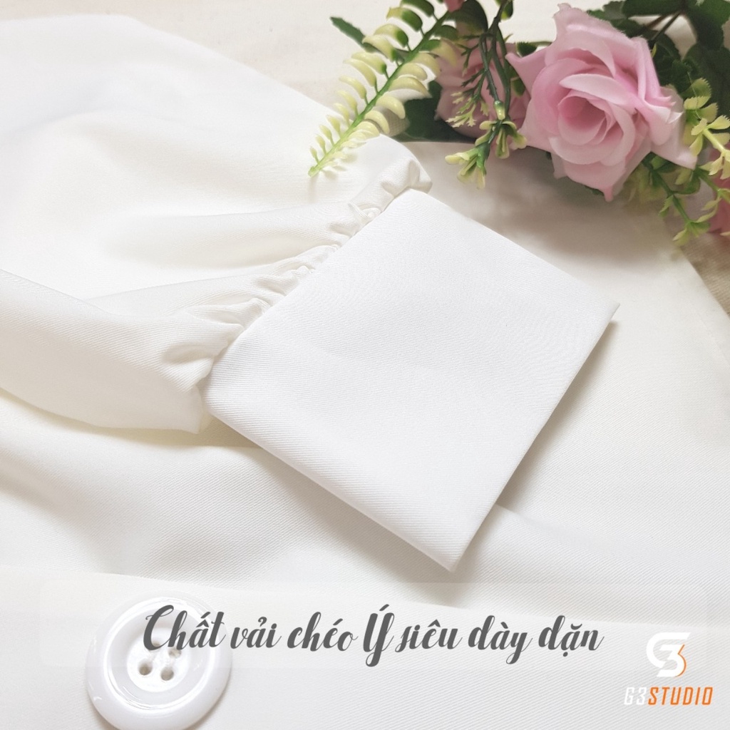 Áo Sơ Mi Cổ Vest Tay Dài Vải Chéo Ý  Cực Tôn Dáng ( Kèm Ảnh Thật và Clip)
