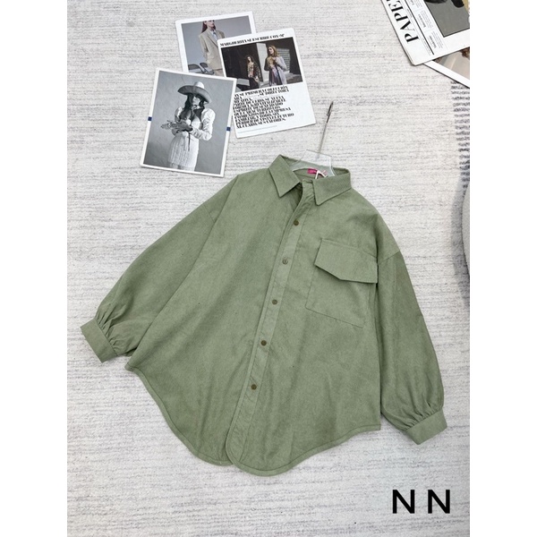 ÁO SƠ MI NHUNG TAY BỒNG FROM RỘNG MS21001