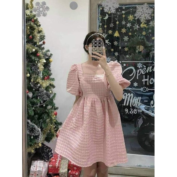 Đầm xốp bbd nơ lưng