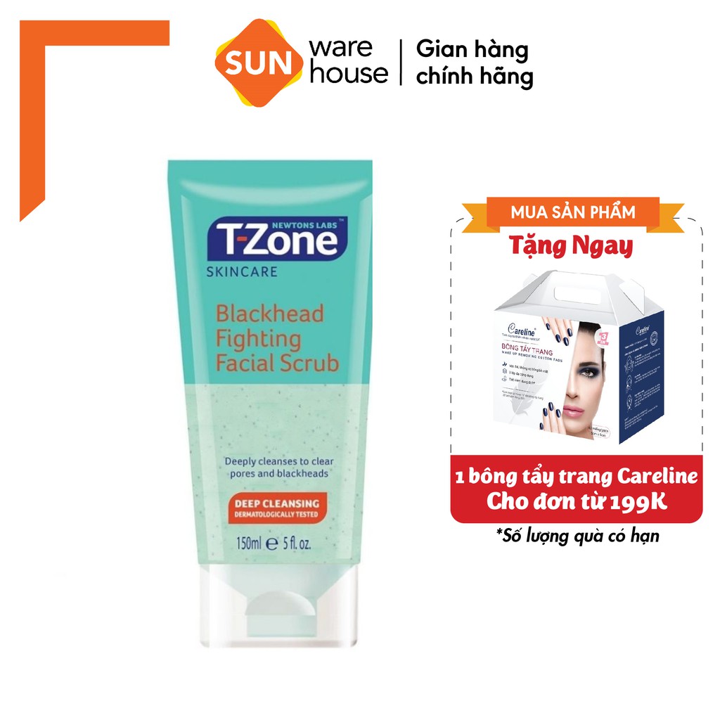 Kem Tẩy Da Chết T-ZONE Blackhead Fighting Facial Scrub Tinh Chất Tràm Trà Giảm Mụn Đầu Đen 75ml