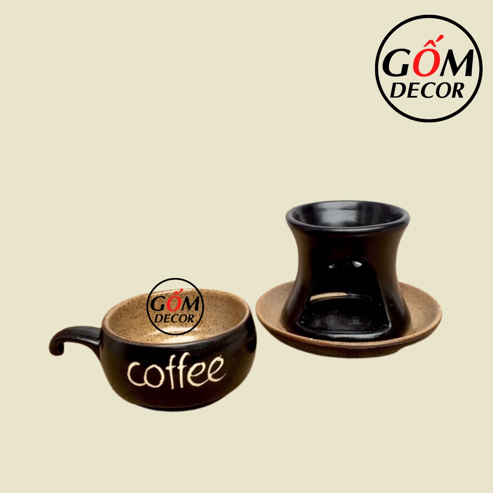 Bộ bếp tách đun hâm nóng cà phê bằng sứ, Bát Tràng chính hãng