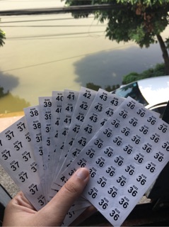 Miếng dán size giày dép (trắng)