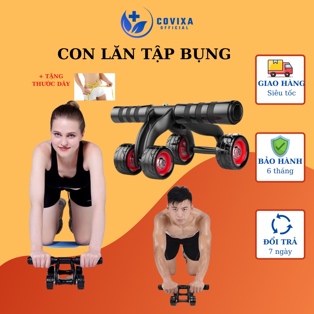 Con lăn tập bụng 4 bánh, Dụng cụ tập cơ bụng tại nhà Covixa22.official