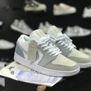 Giày thể thao 𝐉𝐨𝐫𝐝𝐚𝐧 xám xanh paris cổ thấp, giày sneaker jd low xám gót xanh nam nữ mới nhất - full box bill