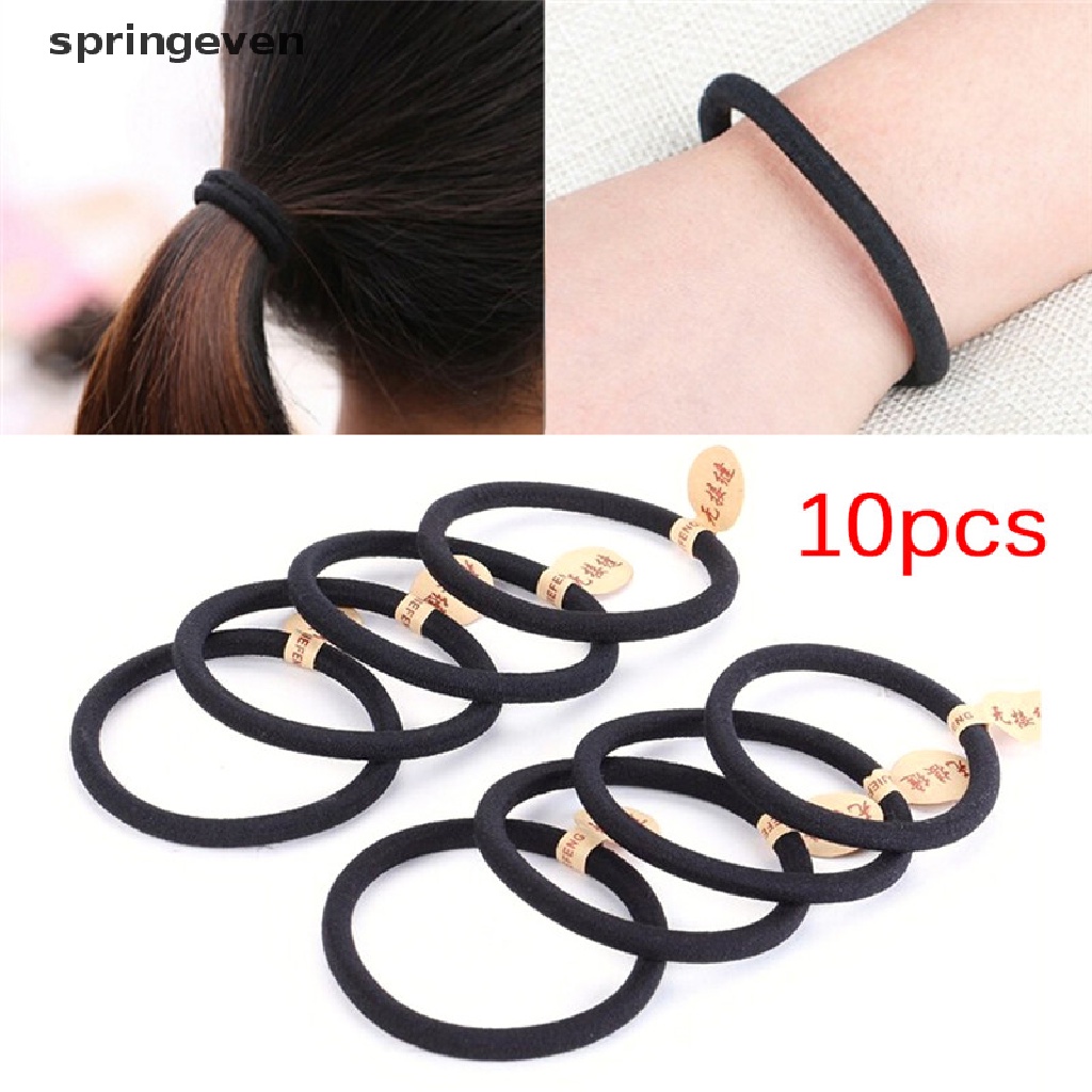 Bộ 10 Dây Cột Tóc Màu Đen Dày 4mm