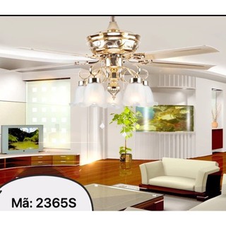 Quạt trần đèn trang trí cánh dài có đèn 2365S + Tặng bộ điều khiển từ xa cao cấp