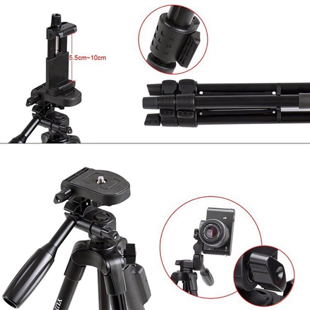 Gậy chụp hình 3 chân Tripod Yunteng 2508 cho máy ảnh điện thoại