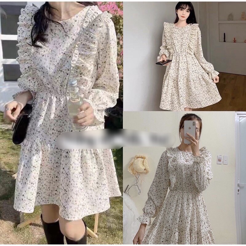 [Quà tặng là chun tóc nữ tính nhiều màu dai dẻo đàn hồi] Váy đầm babydoll hoa nhí viền bèo Lucy Outfit thiết kế bbd | BigBuy360 - bigbuy360.vn