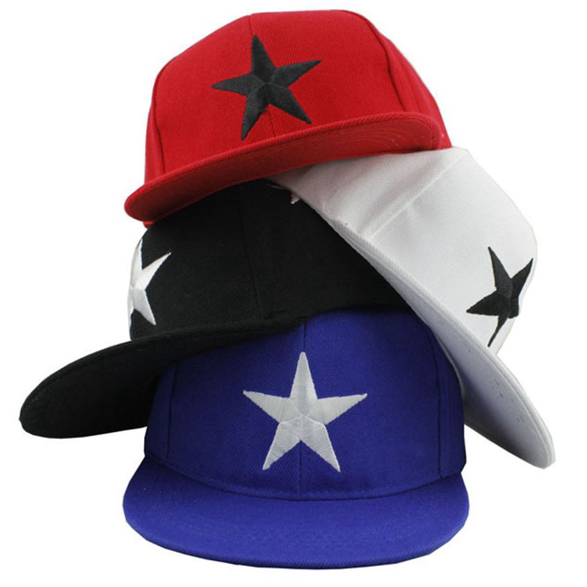 5-13Yrs Kid's Baseball Caps Embroidery Star Flat Brim Hats Adjustable Boys Fashion Hip Hop Ball Cap