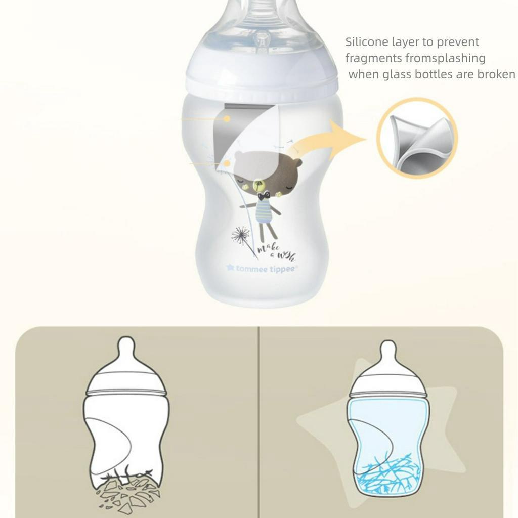 TOMMEE TIPPEE Bình Sữa Thủy Tinh Tráng Gương Silicone Dung Tích 150ml / 250ml
