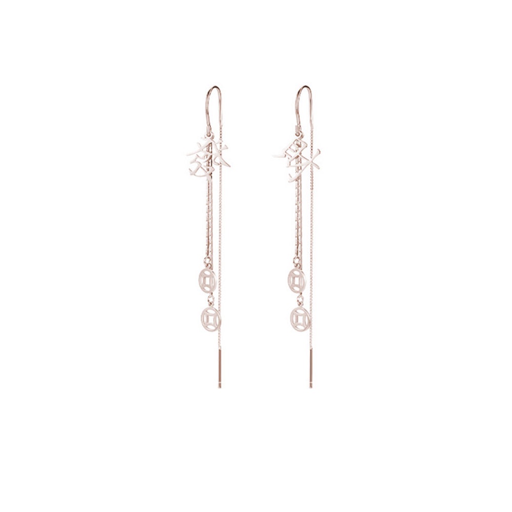 Hoa Tai Dáng Dài Mặt Hình Đồng Xu Thời Trang