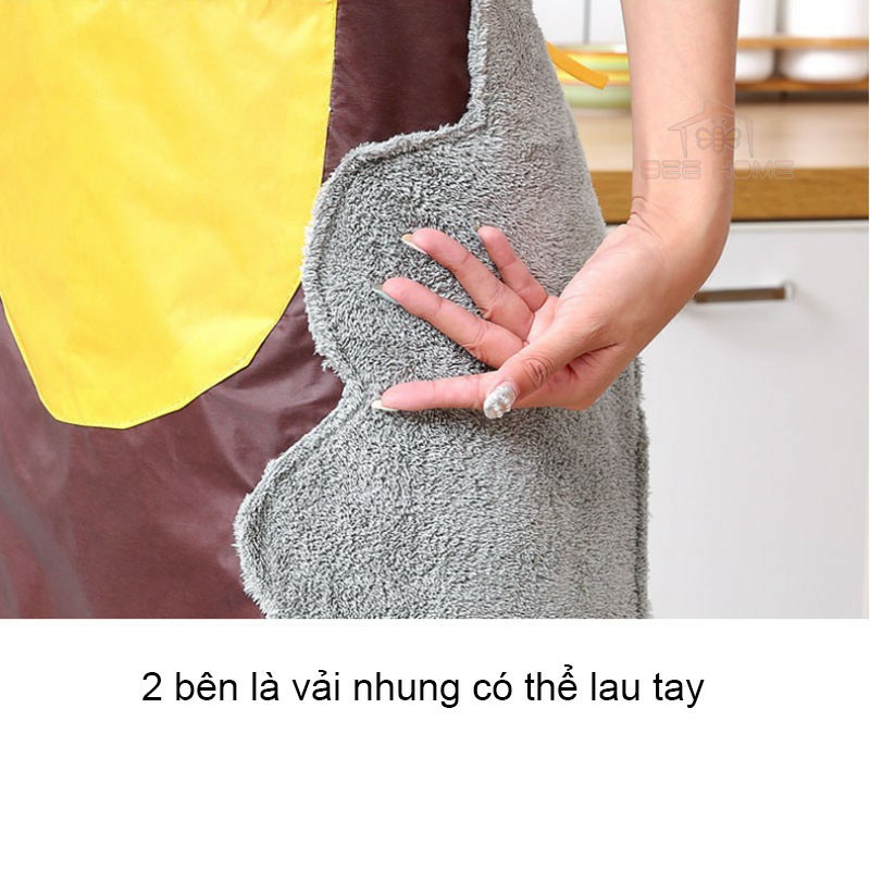 Tạp Dề Chống Thấm Nước Có Khăn Lau Tay Bên Hông Tiện Lợi,  Hình Gấu Ngộ Nghĩnh, Giúp Nấu ăn,Nêm Gia Vị Sạch Sẽ Quần Áo