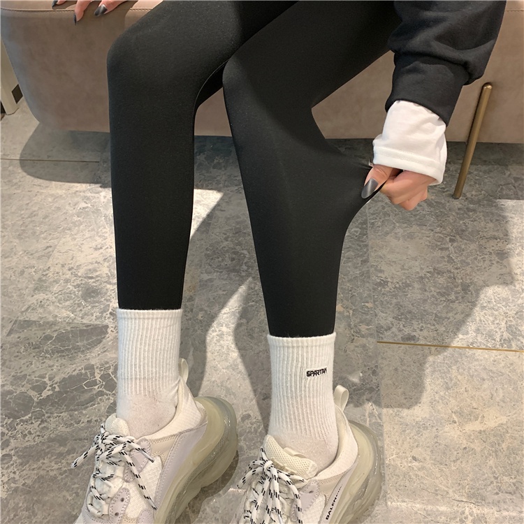 Xiaozhainv Quần legging lưng cao màu đen thời trang cho nữ