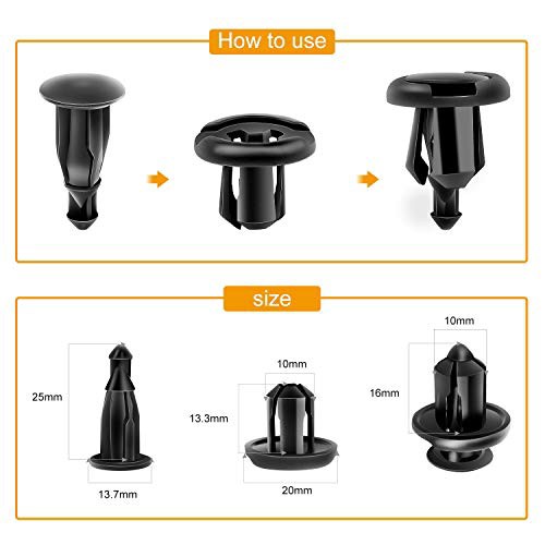 Honda Fender Clips 50 cái Chốt đinh tán Kẹp Nylon Bumper Lắp ráp ô tô Vít mở rộng Tự động 10mm