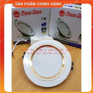 Đèn led âm trần 7W-3 màu viền vàng rạng đông chính hãng bảo hanhg 2 năm đôi mới