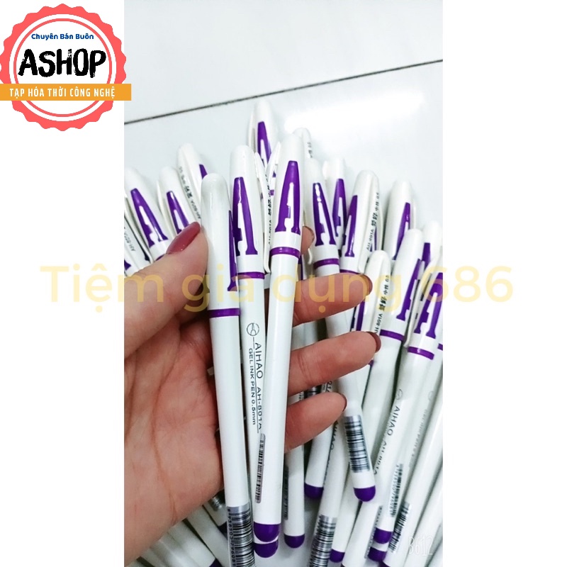 Hộp 12 bút gel chữ A AIHAO màu đen xanh💙đỏ❤️️ tím💜  🌈 ASHOP - TẠP HÓA THỜI CÔNG NGHỆ