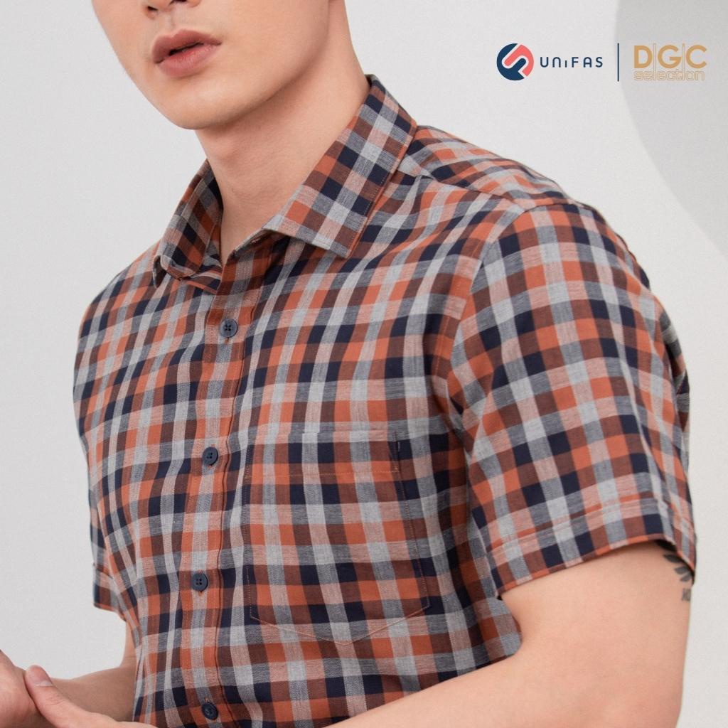 Áo sơ mi nam DGCs ngắn tay in họa tiết kẻ phong cách Hàn Quốc, chất vải cao cấp thoáng mát SASNBB06M