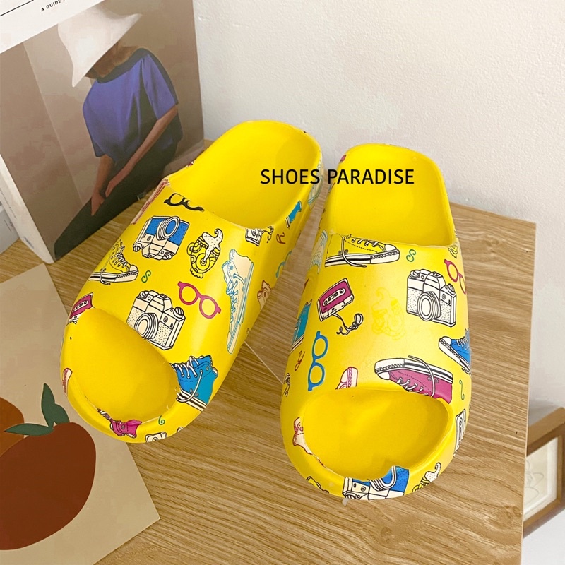 Dép Quai Ngang Đế Bánh Mì Hoạ Tiết Hoạt Hình (PHOM NHỎ TĂNG SIZE) -Dép YZ Shoes