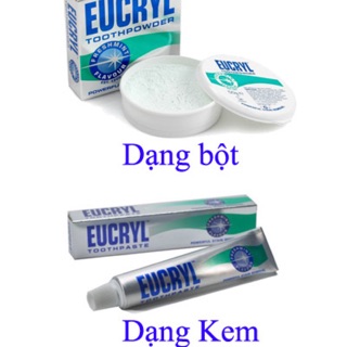 Combo Bột tẩy Trắng Răng Eucryl + Kem Đánh Răng Eucryl