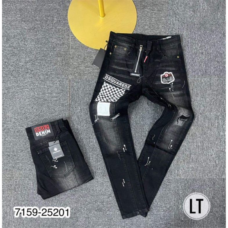 Quần jeans nam logo in thêu khoá lệch đứng form bền đẹp | WebRaoVat - webraovat.net.vn