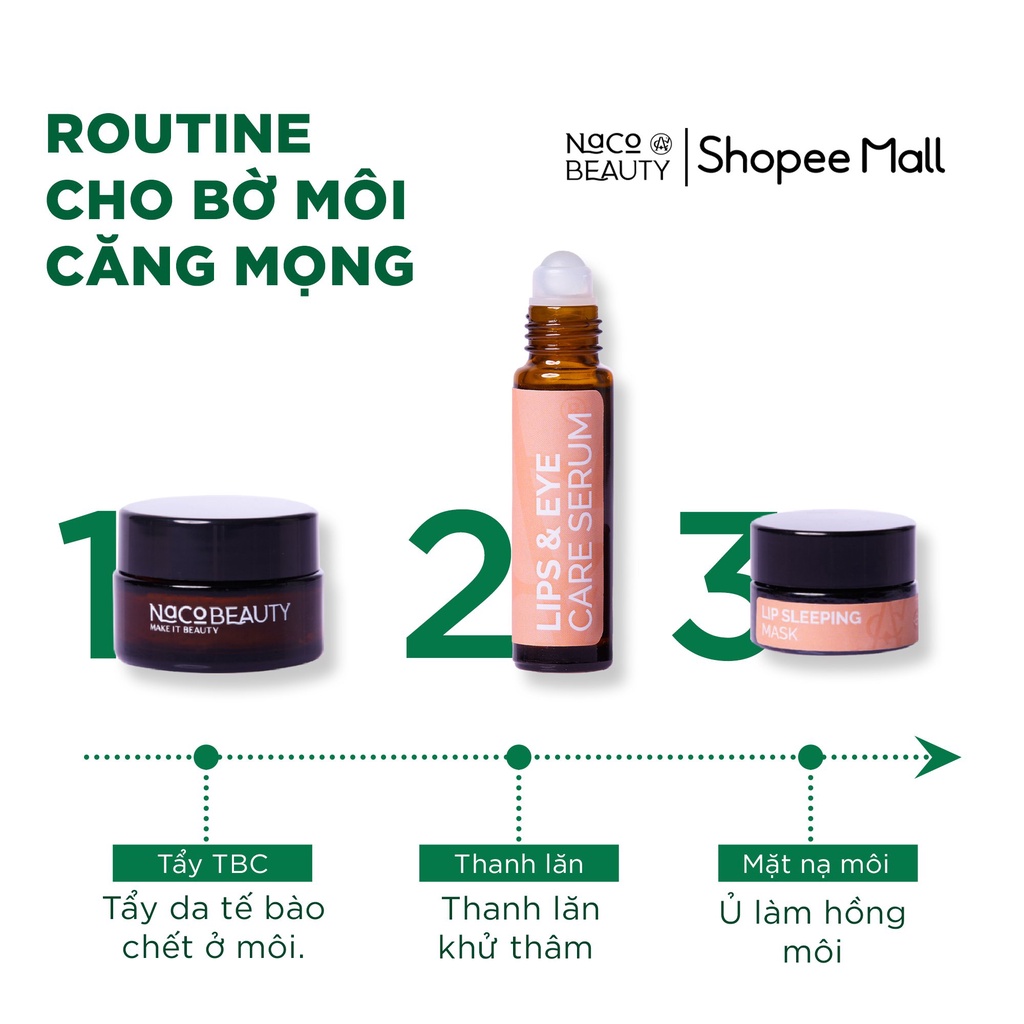 Combo Thanh Lăn Dưỡng Môi và Tẩy Tế Bào Chết NACOBEAUTY Khử Thâm Mắt Môi Dưỡng Hồng Môi Căng Mọng