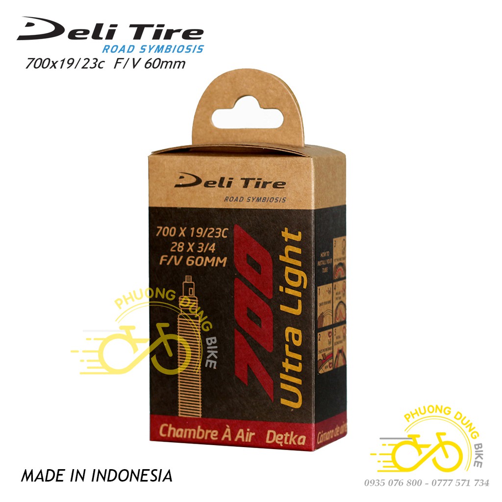 Ruột xe đạp DELI TIRE Ultra Light (Siêu nhẹ) 700x19-23C 60mm - VAN XE ĐẠP