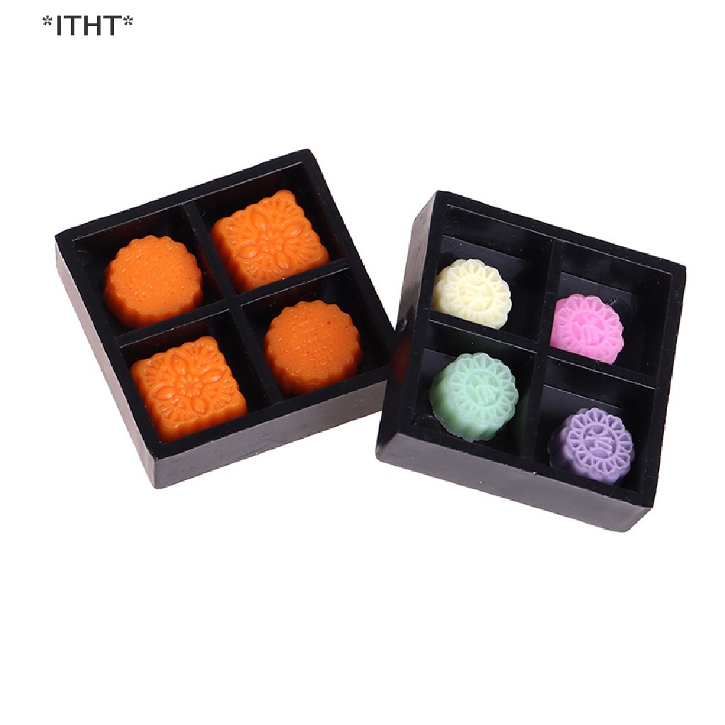 1 Bộ Bánh Trung Thu Bằng Nhựa Resin Tỉ Lệ 1 / 12 Trang Trí Nhà Búp Bê