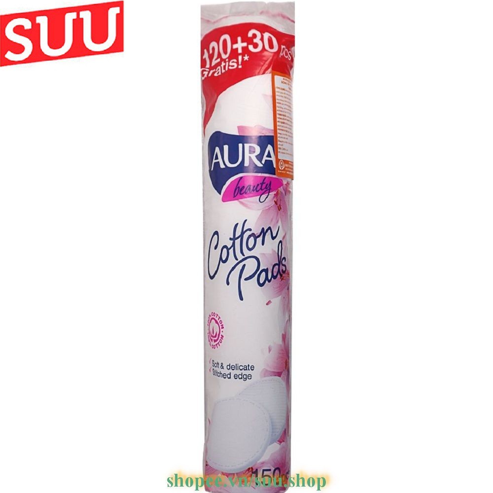 Gói 150 Miếng Bông Tẩy Trang Aura Beauty, suu.shop Cam Kết 100% Chính Hãng.