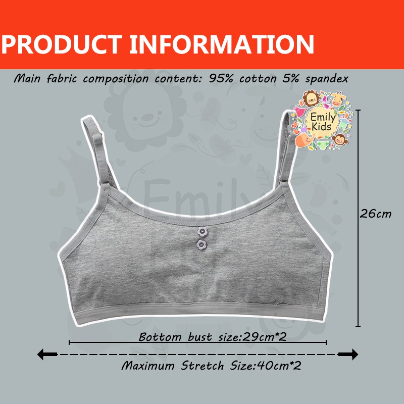 [B210] Áo Ngực Cotton Màu Trơn Thoải Mái Có Đệm Có Thể Tháo Rời Cho Thanh Thiếu Niên