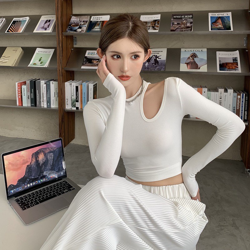 [SIÊU CHCEKCHI ] ÁO BODY NỮ KHOÉT VAI, ÁO THUN LEN NỮ DÀI TAY CỰC PHONG CÁCH (TL1)