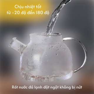 Bộ bình trà thủy tinh pha trà kèm khay gỗ