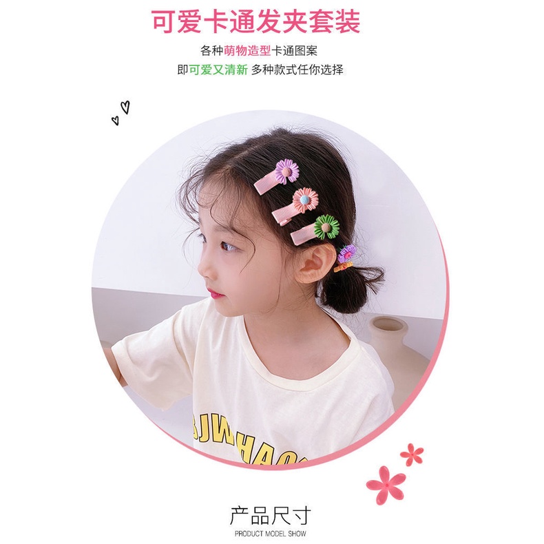 Set 5 cái kẹp tóc cho bé gái hoạt hình dễ thương, kẹp bọc vải không gây đau tóc