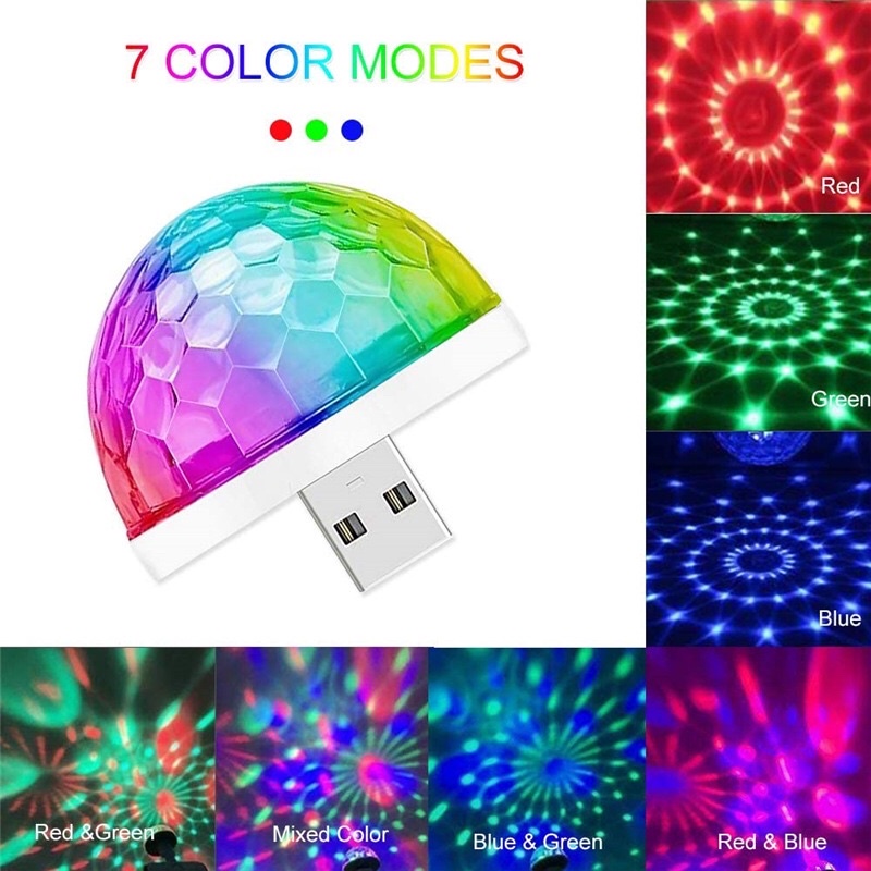 Đèn led RGB Vũ trường 7 màu Urtechcorner Đèn led USB 7 màu nháy lazer vũ trường mini cắm usb phục vụ giải trí ca hát