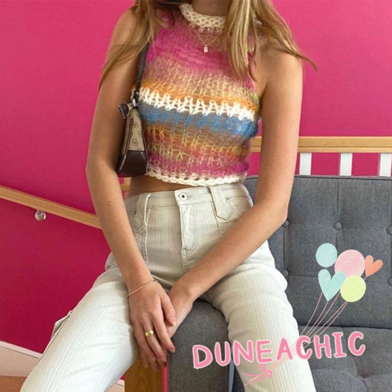 DUNEA Áo Tank Top Không Tay Màu Sắc Gradient Dành Cho Nữ