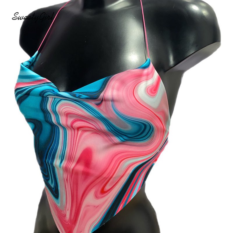 Áo Tank Top Hai Dây Màu Sắc Tương Phản Quyến Rũ Cho Nữ