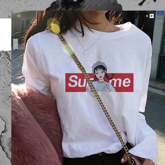 IELGY  Áo Thun Tay Dài Dáng Rộng Phong Cách Hàn Quốc Thời Trang Cho Nữ