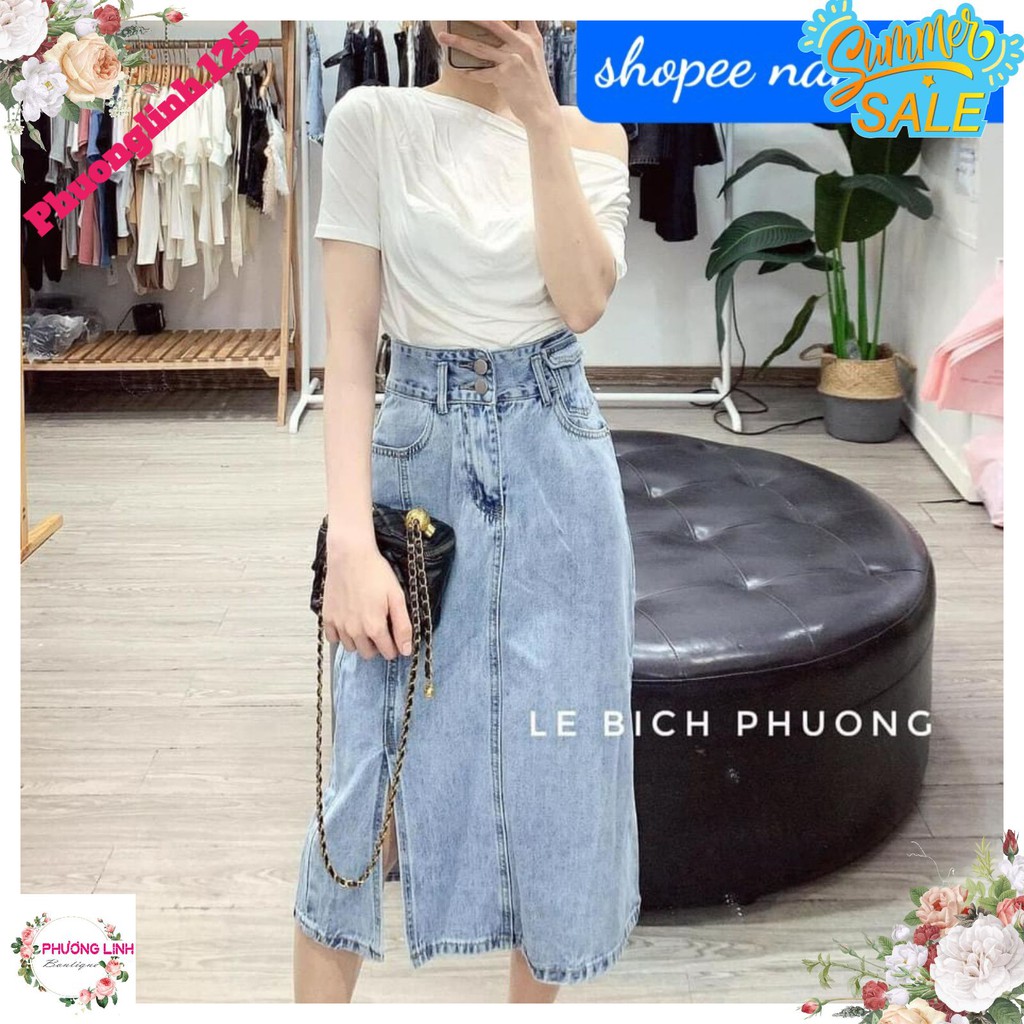 CHÂN VÁY JEAN GÂN XẺ ĐÙI 2M XANH/KHÓI | BigBuy360 - bigbuy360.vn