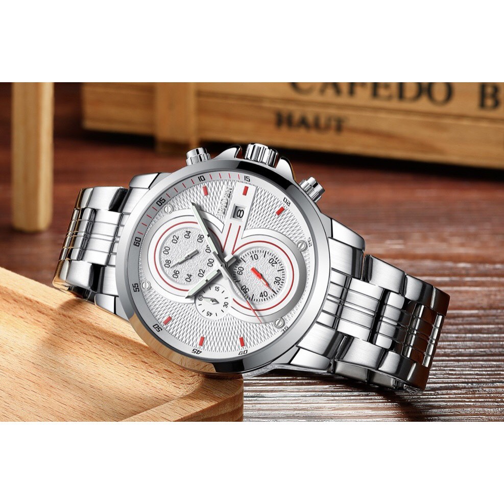 Đồng Hồ Nam BIDEN Chạy 6 Kim Dây Kim Loại Chính Hãng