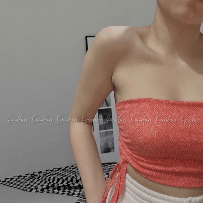 Áo croptop nữ ống rút dây chéo cổ