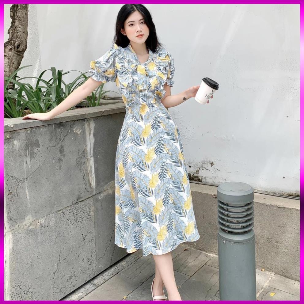 [HÀNG THIẾT KẾ] ĐẦM HỒNG XANH HOẠ TIẾT CỘT EO - CHẤT LIỆU CAO CẤP - MÀU HỒNG / XANH BÁNH BÈO | BigBuy360 - bigbuy360.vn