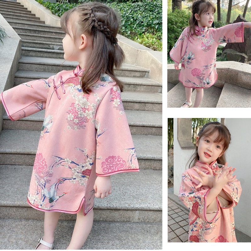 Đầm Sườn Xám Hóa Trang Công Chúa Hoạt Hình Dễ Thương Cho Bé Gái