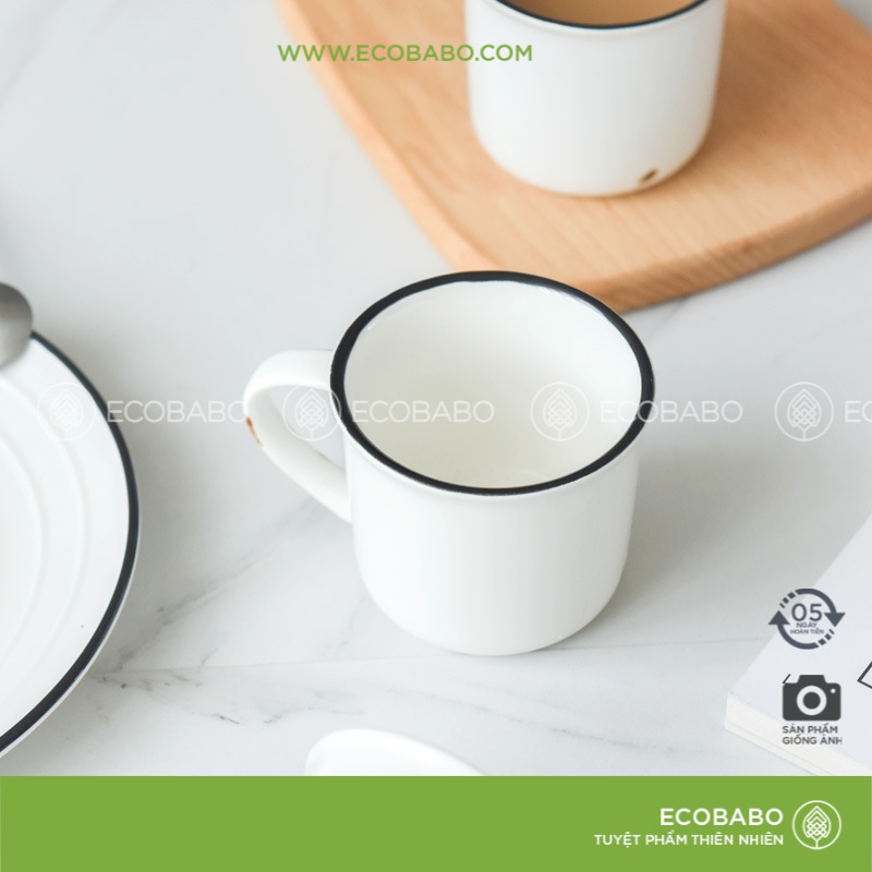 Cốc gốm sứ cafe cổ điển phong cách tối giản Nhật bản - Ecobabo