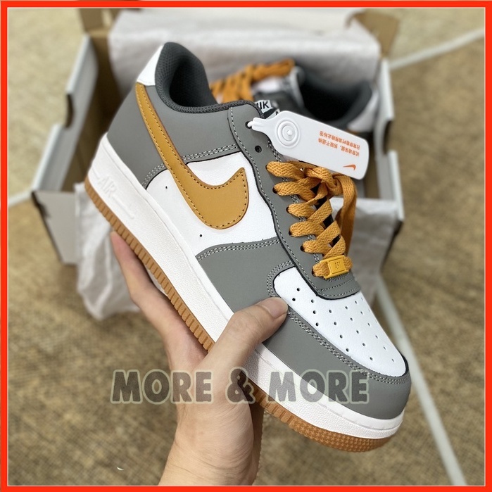 Giày Sneaker AF1 Custom xám vệt vàng