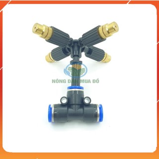 Béc phun sương 4 hướng đồng gắn T nối nhanh 8mm
