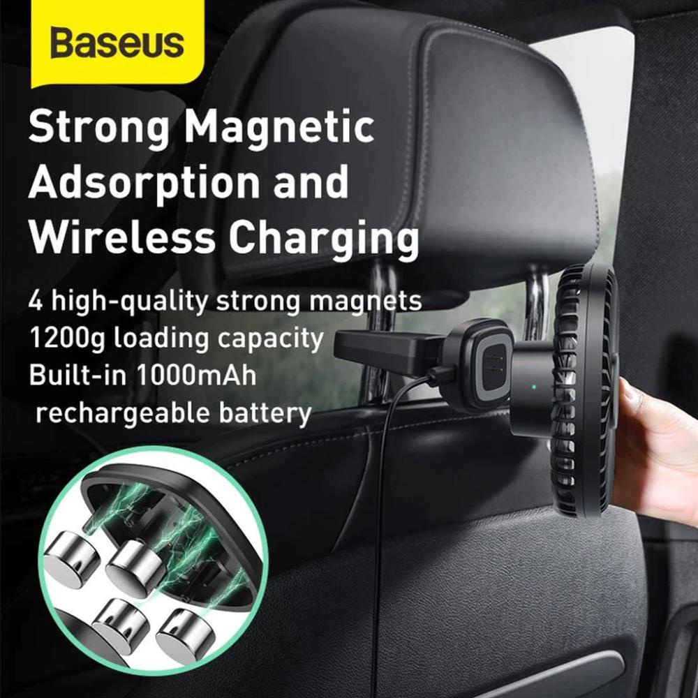 Baseus -BaseusMall VN Quạt mini gắn lưng ghế dùng trên xe ô tô Baseus Natural Wind Magnetic Rear Seat Fan