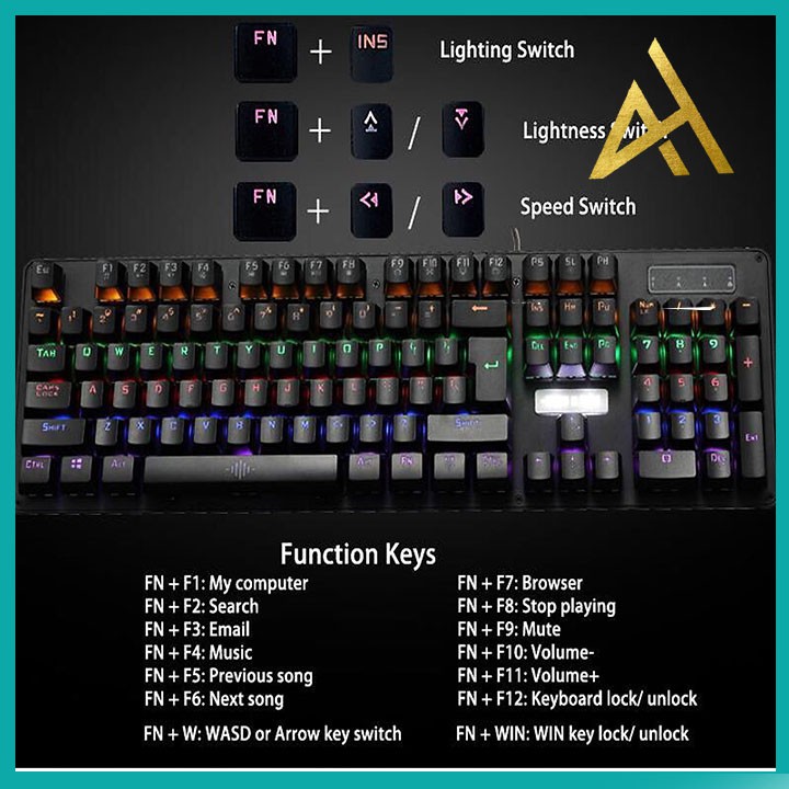 Bàn Phím Cơ Gaming Keycap Xuyên Led BOSSTON MK921A Bàn Phím Máy Tính Laptop Có Dây Keyboard Chơi Game