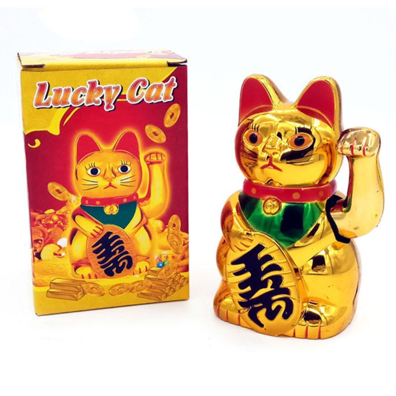 Phụ Kiện Trang Trí Hình Mèo May Mắn Bằng Nhựa Phong Cách Trung Hoa