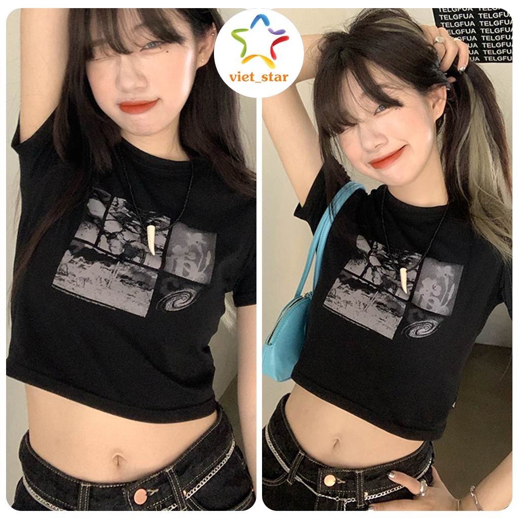 Áo Croptop MOUNT Tay Ngắn Sexy Ôm Body Hot Hit_VIETSTAR