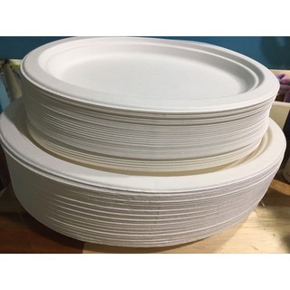 Dĩa giấy bã mía xoài 23cm  (5 cái /1 túi)
