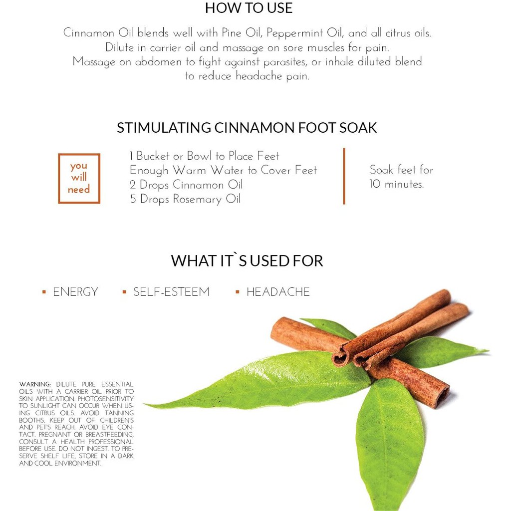 Tinh Dầu Lá Quế - Cinnamon leaf 10ml, ArtNaturals, trị liệu phương đông, cho Spa, Văn Phòng, USA